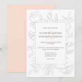 Elegant Blush Line Art Tekening Floral Simple Kaart (Voorkant / Achterkant)