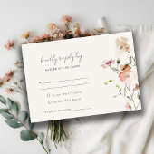 Elegant Blush Meadow Bloemen Waterverf Bruiloft RSVP Kaartje
