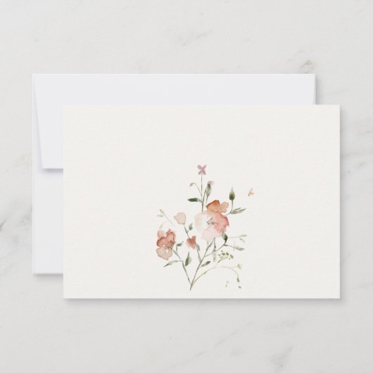 Elegant Blush Meadow Bloemen Waterverf Bruiloft RSVP Kaartje (Achterkant)