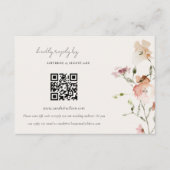 Elegant Blush Meadow Floral Wedding RSVP QR Code Informatiekaartje (Voorkant)