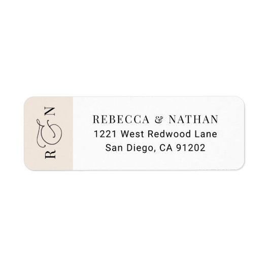 Elegant Blush Monogram Wedding Return Address Etiket (Voorkant)