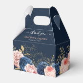 Elegant Blush & Navy Bloemen Bruiloft Dank u Bedankdoosjes (Achterkant)