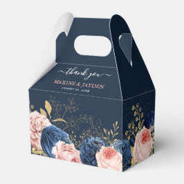 Elegant Blush & Navy Bloemen Bruiloft Dank u Bedankdoosjes