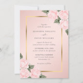 Elegant Blush Navy Blue Gold Floral Wedding Kaart (Voorkant)