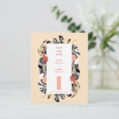 Elegant Blush & Navy Floral Wedding Save the Date (Staand voorkant)