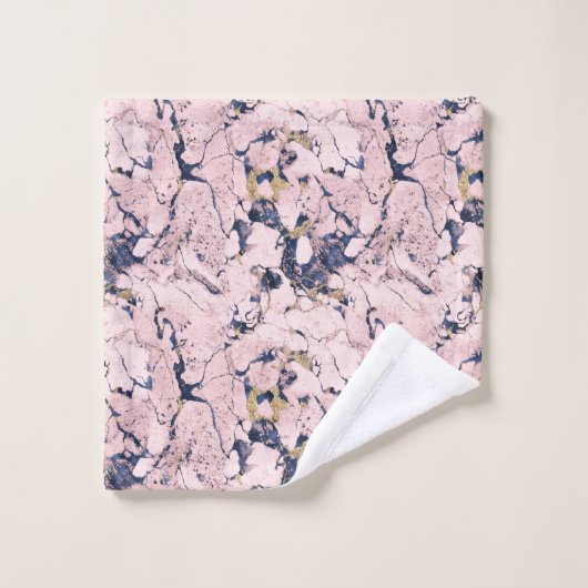 Elegant Blush Navy Gold Marble Bad Handdoek (Wasdoekje)