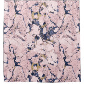 Elegant Blush Navy Gold Marble Douchegordijn (Voorkant)