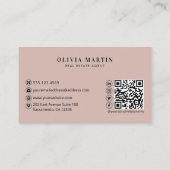 Elegant Blush & Navy Professional Real Estate Visitekaartje (Achterkant)