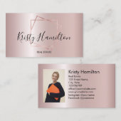 Elegant Blush & Navy Professional Real Estate Visitekaartje (Voorkant / Achterkant)