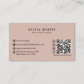 Elegant Blush & Navy Professioneel Vastgoed Logo Visitekaartje (Achterkant)