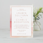 Elegant Blush Ombre Wedding Invitation Folie Uitnodiging (Staand Voorkant)