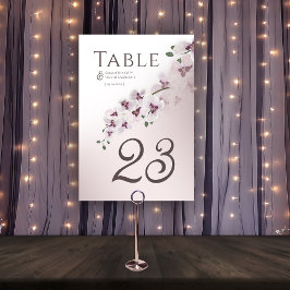 Elegant Blush Orchid  Wedding Table Number Kaart