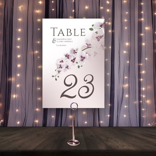 Elegant Blush Orchid Wedding Table Number Kaart