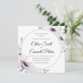 Elegant Blush Paarse Floral Silver Wedding Kaart (Staand voorkant)