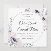 Elegant Blush Paarse Floral Silver Wedding Kaart (Voorkant)