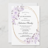 Elegant Blush Paarse Roos floral Quinceanera Kaart (Voorkant)