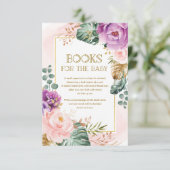 Elegant Blush Paarse Tropische Floral Book Request Informatiekaartje (Staand voorkant)