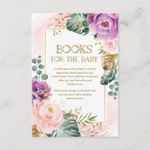 Elegant Blush Paarse Tropische Floral Book Request Informatiekaartje