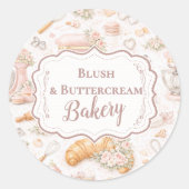 Elegant Blush Patisserie Bakery Business Ronde Sticker (Voorkant)