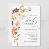 Elegant Blush Peach Bloemen Baby shower Uitnodigin Kaart (Voorkant)