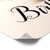 Elegant Blush Peach Bloemencake Verjaardagsfeest Poster (Hoek)