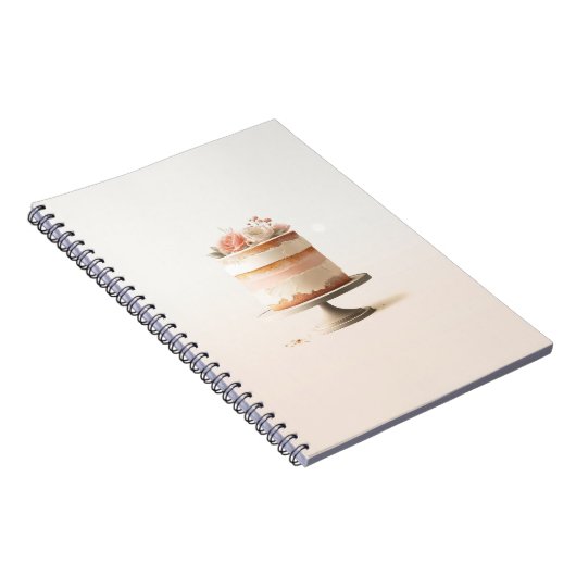 Elegant Blush Peach Floral Cake Bruiloft Gastenboe Notitieboek (Rechterzijde)