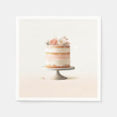 Elegant Blush Peach Floral Cake Vrijgezellenfeest Servet (Voorkant)