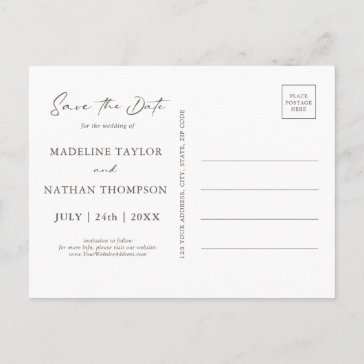 Elegant Blush Peach Floral Save the Date Briefkaart (Achterkant)