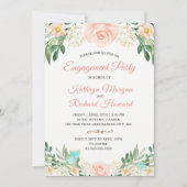 Elegant Blush Peach Floral Spring Engagement Party Kaart (Voorkant)