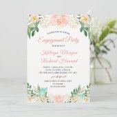 Elegant Blush Peach Floral Spring Engagement Party Kaart (Staand voorkant)