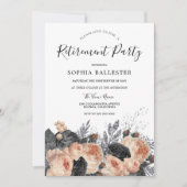 Elegant Blush Peach Flowers Retirement Party Kaart (Voorkant)