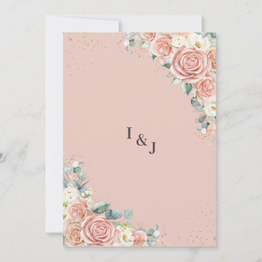 Elegant Blush Peach Ivory Floral Rozen Weddenschap Kaart (Achterkant)