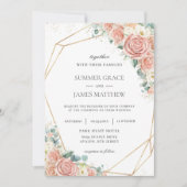 Elegant Blush Peach Ivory Floral Rozen Weddenschap Kaart (Voorkant)