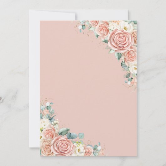 Elegant Blush Peach Ivory Floral Rozen Weddenschap Kaart (Achterkant)