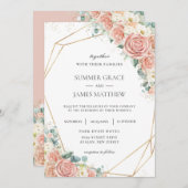 Elegant Blush Peach Ivory Floral Rozen Weddenschap Kaart (Voorkant / Achterkant)