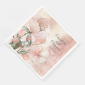 Elegant Blush Peach Peony en Roos Gold Wedding Servet (Hoek)