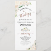 Elegant Blush Peach Waterverf Bloemen Bruiloft Programmakaart (Voorkant)