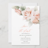 Elegant Blush Peach Waterverf Floral Save The Date (Voorkant)