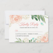 Elegant Blush Peach Waterverf Floral Wedding RSVP (Voorkant)