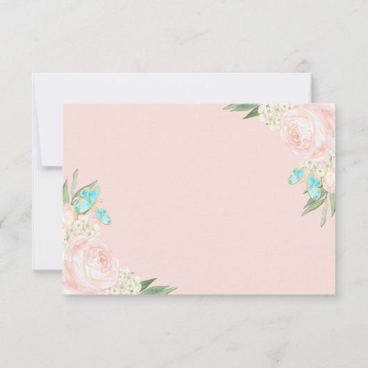 Elegant Blush Peach Waterverf Floral Wedding RSVP (Achterkant)