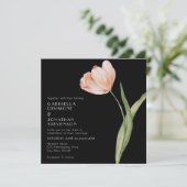 Elegant Blush Peach Waterverf Tulip Wedding Kaart (Staand voorkant)