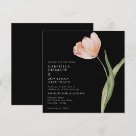 Elegant Blush Peach Waterverf Tulip Wedding Kaart