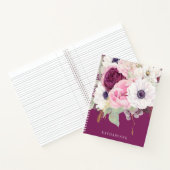 Elegant Blush Peony Botanical Floral Monogram Notitieboek (Binnen)