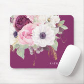 Elegant Blush Peony Botanical Gold Foil Floral Muismat (Met muis)