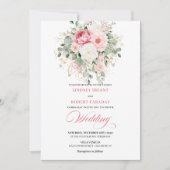 Elegant Blush Peony Botanical Gold Wedding Invite Kaart (Voorkant)
