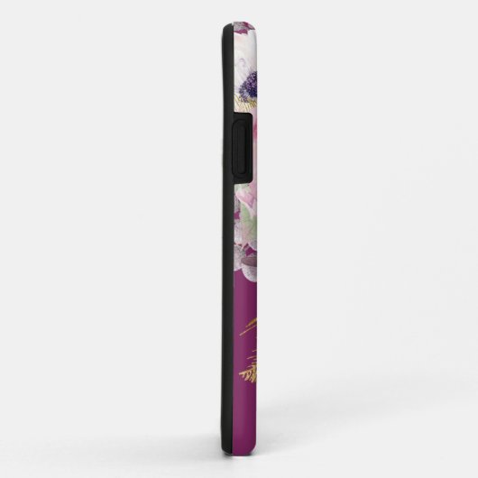 Elegant Blush Peony Bourgogne Floral Monogram Case-Mate iPhone Case (Achterkant/rechts)