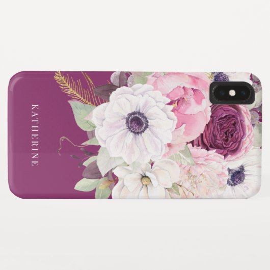 Elegant Blush Peony Eucalyptus Floral Monogram Case-Mate iPhone Case (Achterkant (horizontaal))