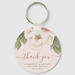 Elegant Blush Peony Floral Bedankt voor je huwelij Sleutelhanger