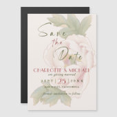 Elegant Blush Peony Roos Wedding Save the Date Magnetische Uitnodiging (Voorkant / Achterkant)