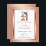 Elegant Blush Pink 21st Birthday Party<br><div class="desc">Levendige folieachtergrond met schaduwen aan de boven- en ondergrens. Elegant en trendy ontwerp met fancy manuscripttypografie. Alle tekst kan worden aangepast en kan eenvoudig worden gewijzigd voor uw eigen wensen. Geweldig elegante 21e verjaardagsfeestontwerp. Verkrijgbaar in verschillende kleuren: roze, eenvoudige en elegante faux zilveren confetti en zilver lijst. Aangepaste 21e verjaardagsuitnodigingen....</div>